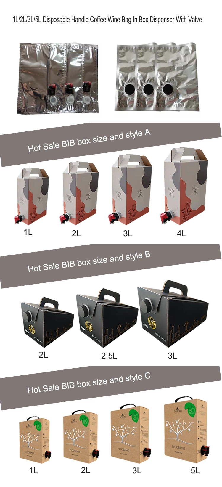 Custom Aseptic Bib Bag in Box Juice Wine Dispenser 1.5L 3L 5L 10L 15L 20L Bag PE Tea Packaging Bag Security Heat Seal Beverage