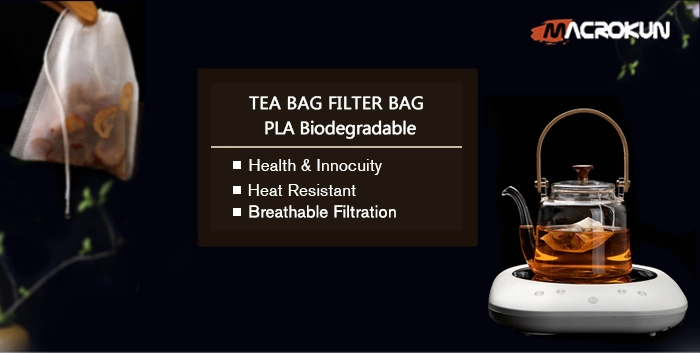 PLA Biodegradable Empty Corn Fiber Material Tea Bag with Drawstring