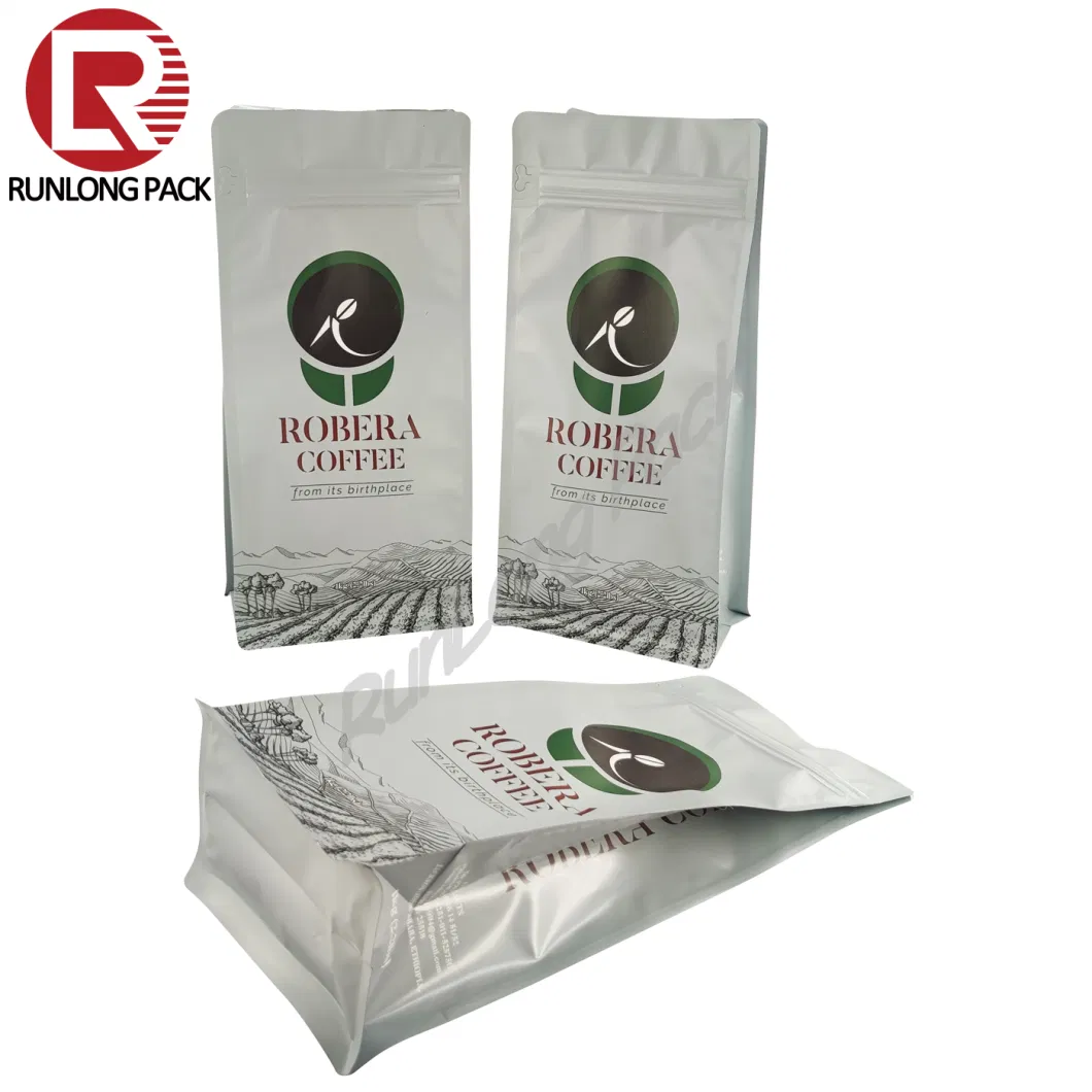 Runlong Pack Flat Bottom Eight-Sealing Plastic Packaging Bag for Cafe