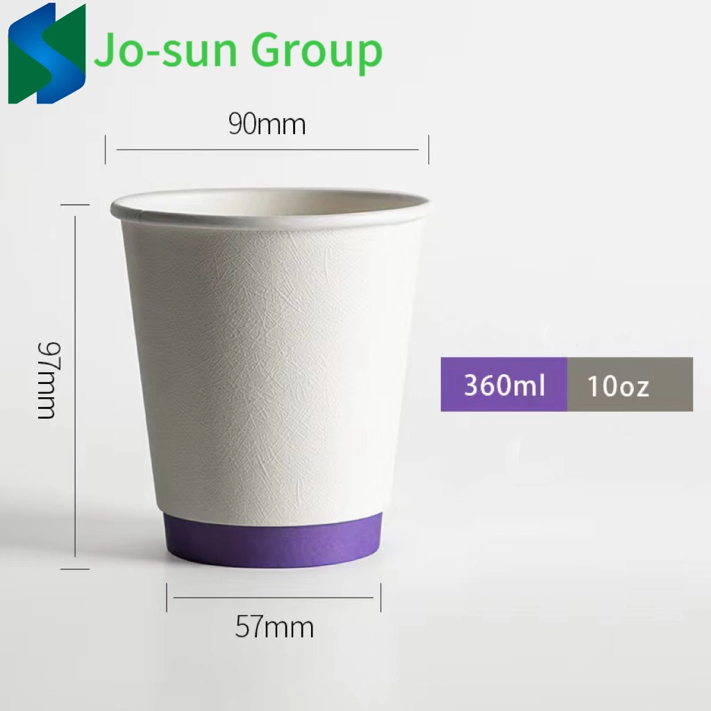 Jo-Sun Hot Paper Cup PLA Laminated Double Wall Paper Coffee Cup Compostable Container Disposable Kraft
