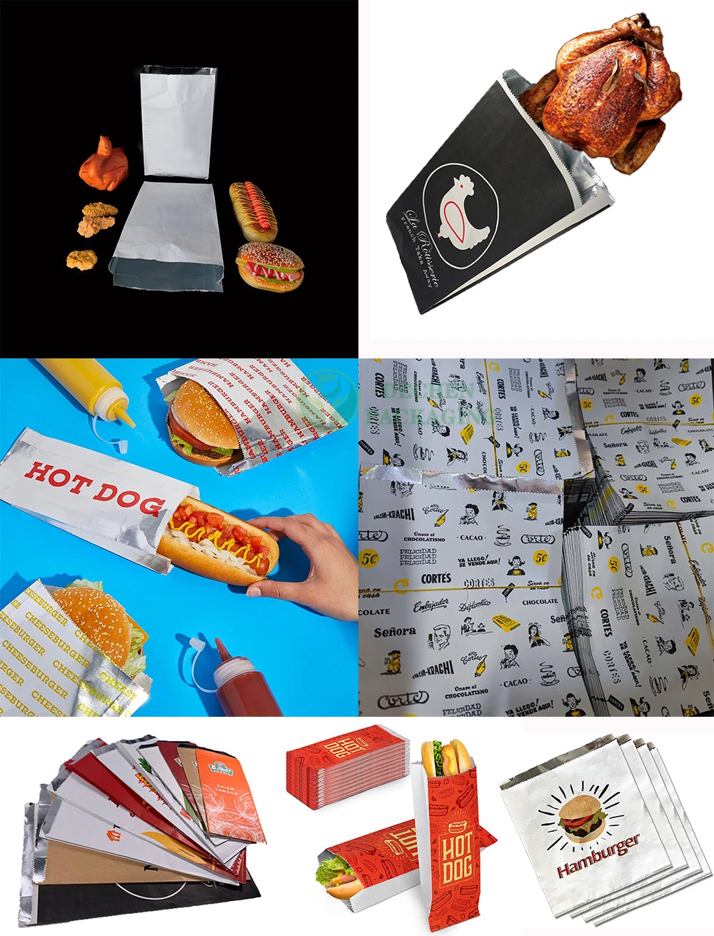 Burger Chicken Wrap Packag BBQ Aluminum Foil Pint Bag