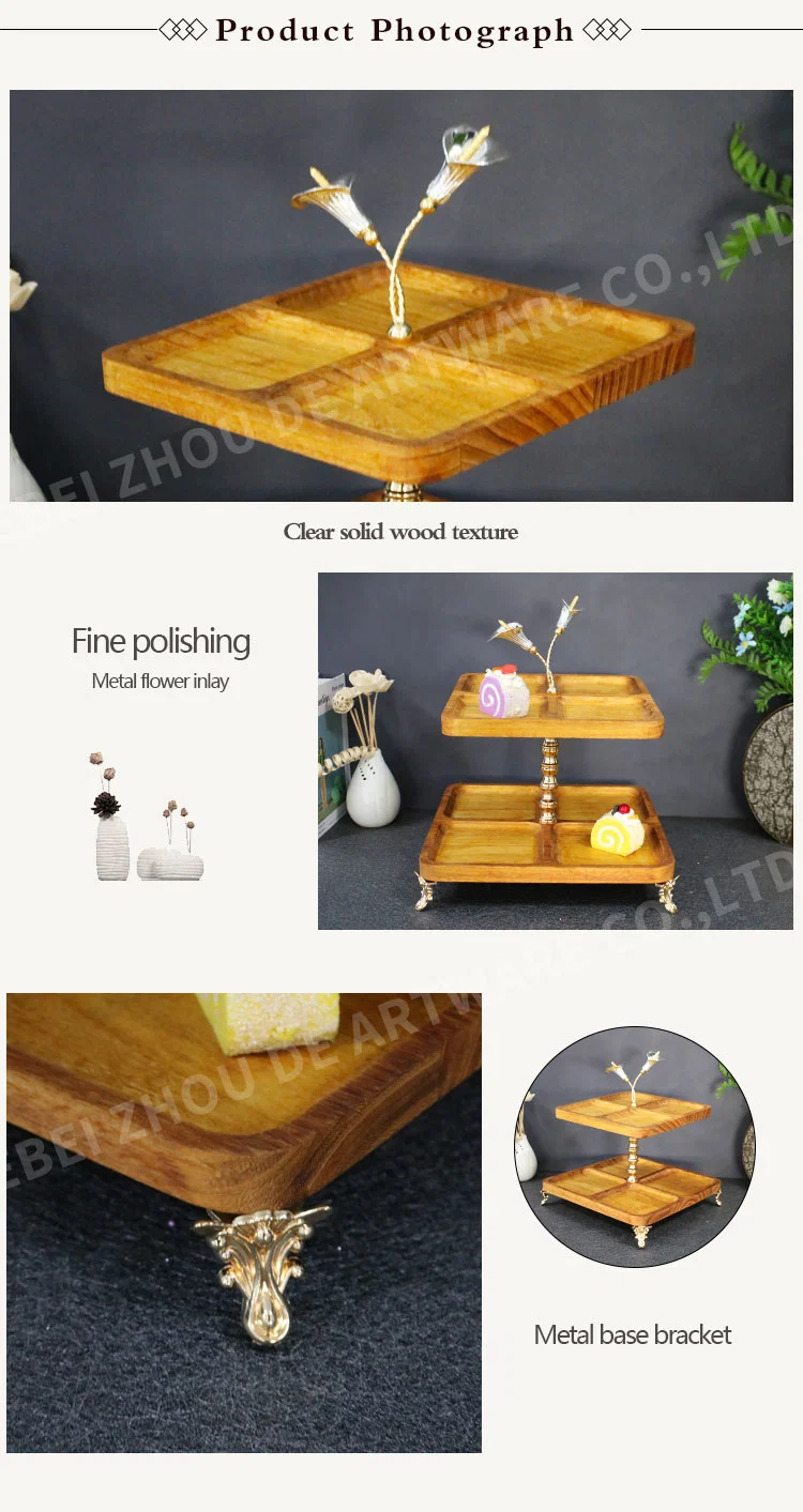 Creative Double Deck Afternoon Tea Tableware Candy Snack Cake Rack Wooden Dessert Stand