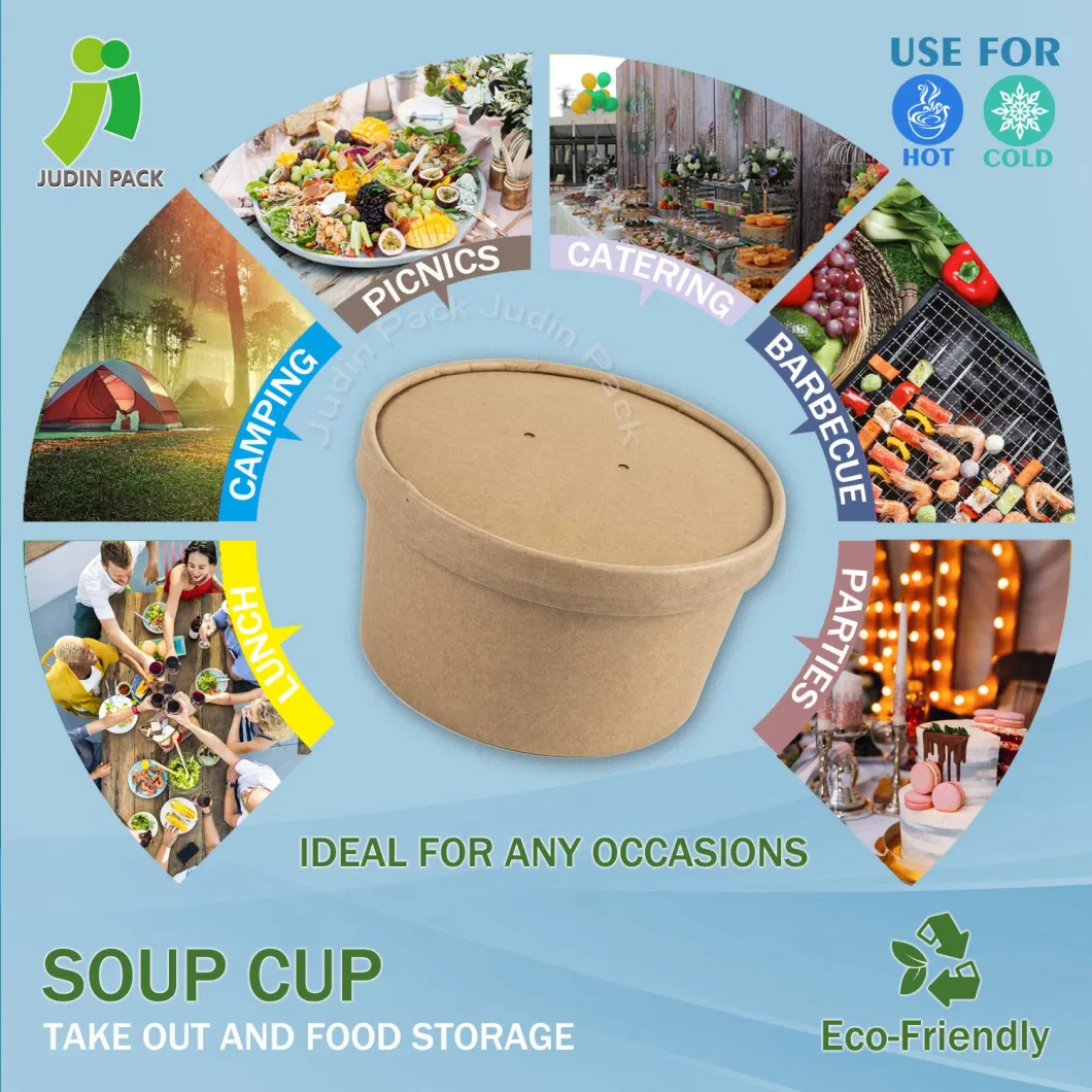 Compostable Customized Logo Kraft Paper Soup Storage Container