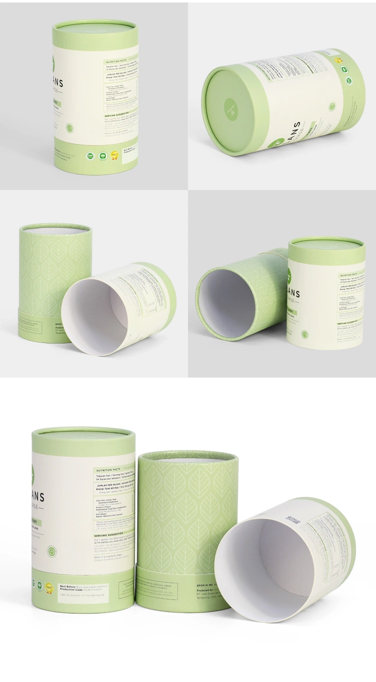 Biodegradable Food Grade Paper Tubes Tea Packaging Container for Protein Powder Packing