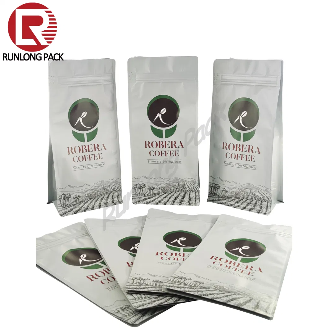 Runlong Pack Flat Bottom Eight-Sealing Plastic Packaging Bag for Cafe