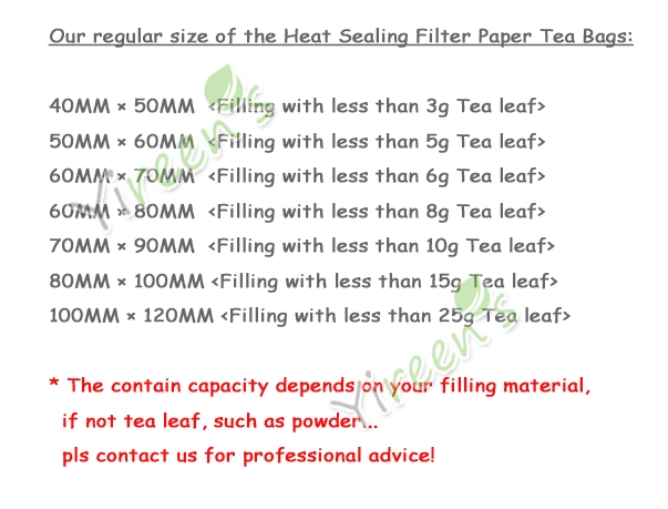 Extra Slim Disposable 60X80mm Food-Grade Paper Filters Tea Bags