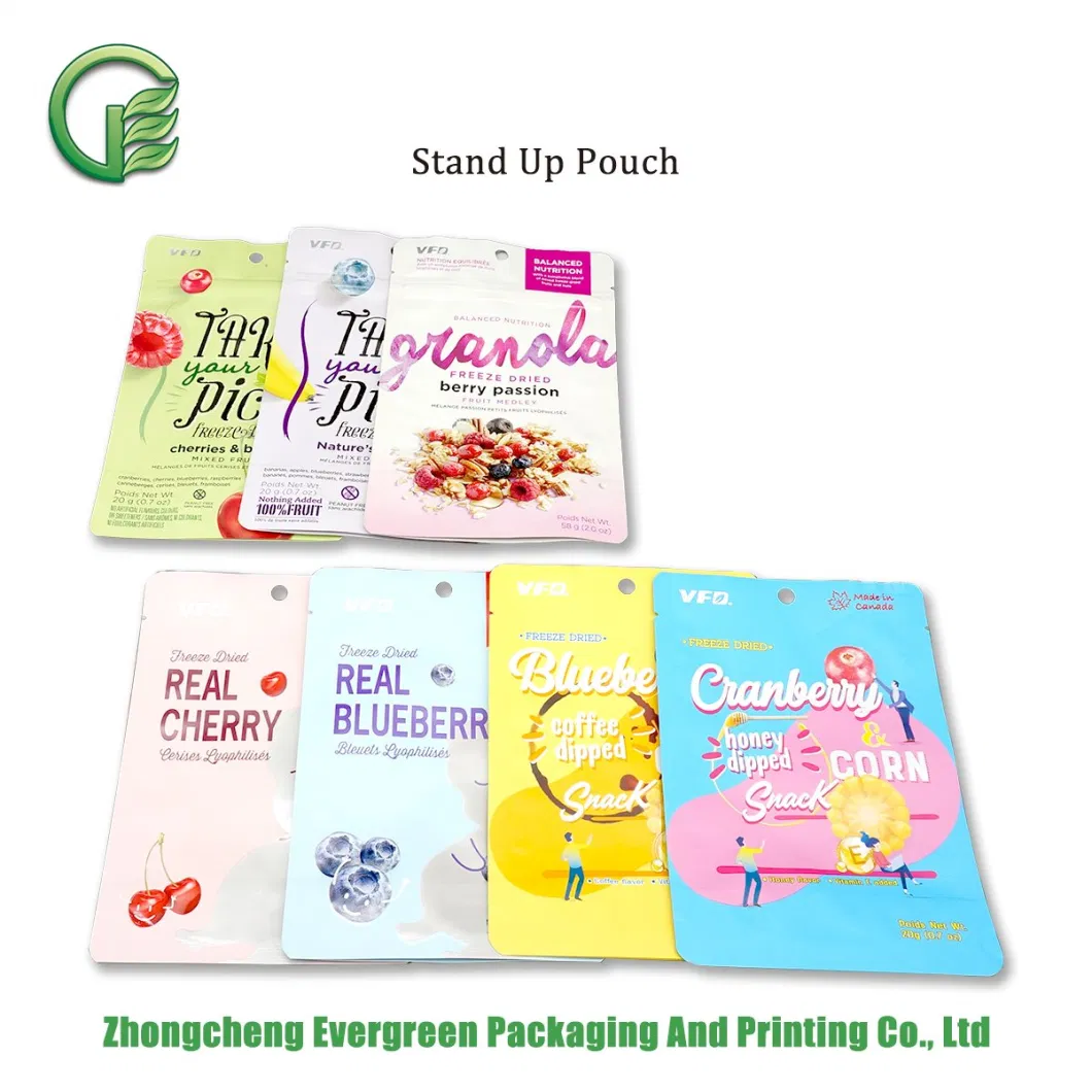 Multi Color Matt Rotogravure Printing Plastic Organic Food Packaging Pouch Coffee Tea Packaging Ziplock Quad Seal Flat Bottom Doypack Stand up Bags