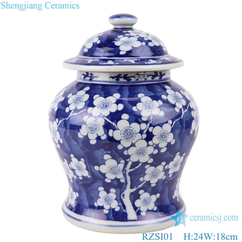 Rzsi01 Jingdezhen Antique Blue and White Plum Blossom Ceramic Tea Jar