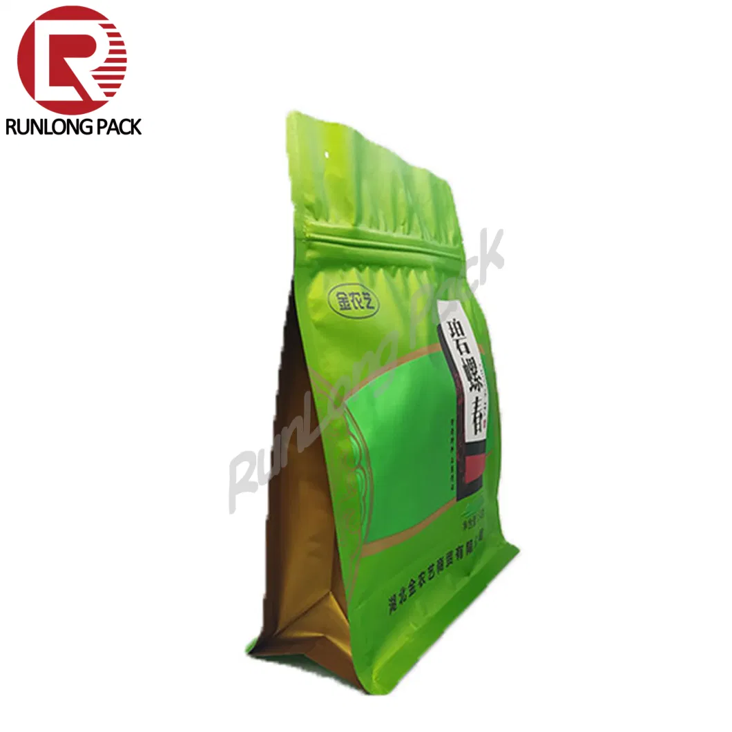 Custom Printed Empty Reusable Zipper Black Green Tea Packaging Bags