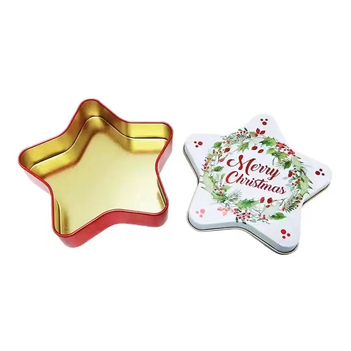 Factory Custom Tin Can Packaging Empty Star Shaped Metal Christmas Tin Box