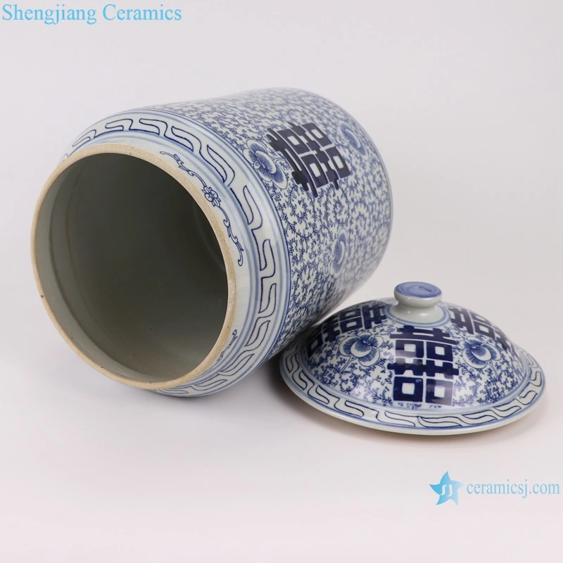 Rzsi08 Jingdezhen Blue and White Tangled Branch Pattern Ceramic Tea Jar with Lid