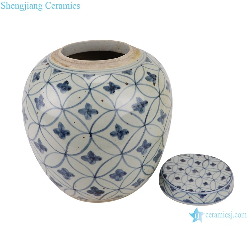 Rzsx07-a/B Jingdezhen Antique Copper Cash Pattern Ceramic Tea Jar