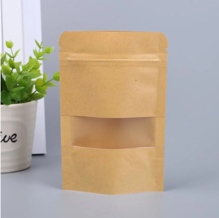 Custom Compostable Biodegradable Laminated Brown Stand up Bottom Kraft Paper Bag for Food for Tea Coffee Candy Packaging