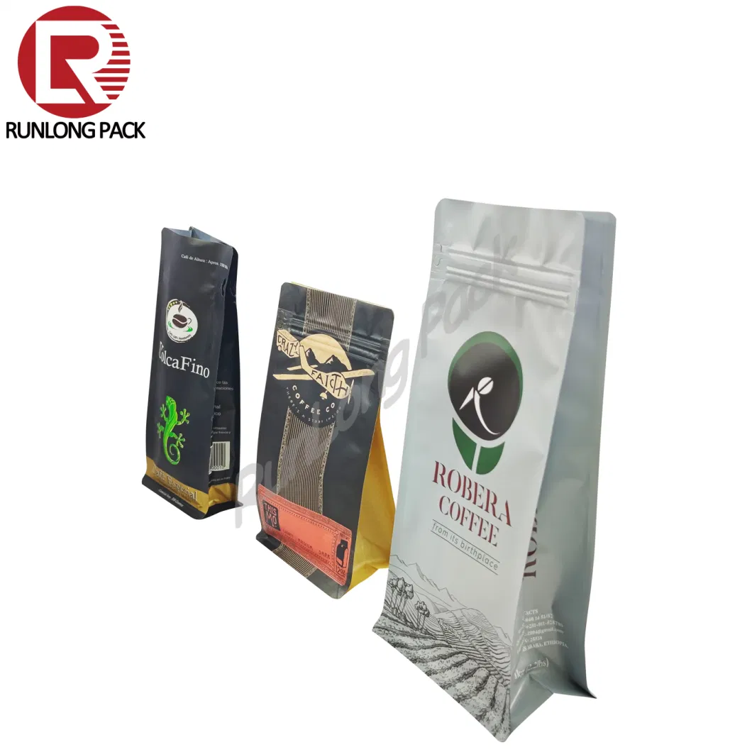 Runlong Pack Flat Bottom Eight-Sealing Plastic Packaging Bag for Cafe