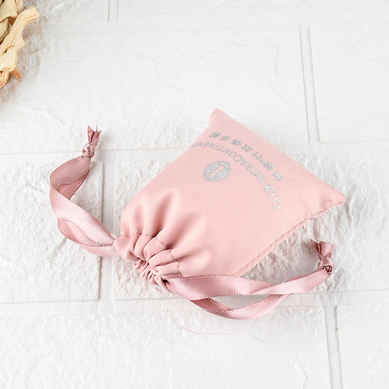 Light Pink Solid Color Blank Cotton Storage Bag Wholesale Release Bag Storage Bag Drawstring Tea Gift Bag