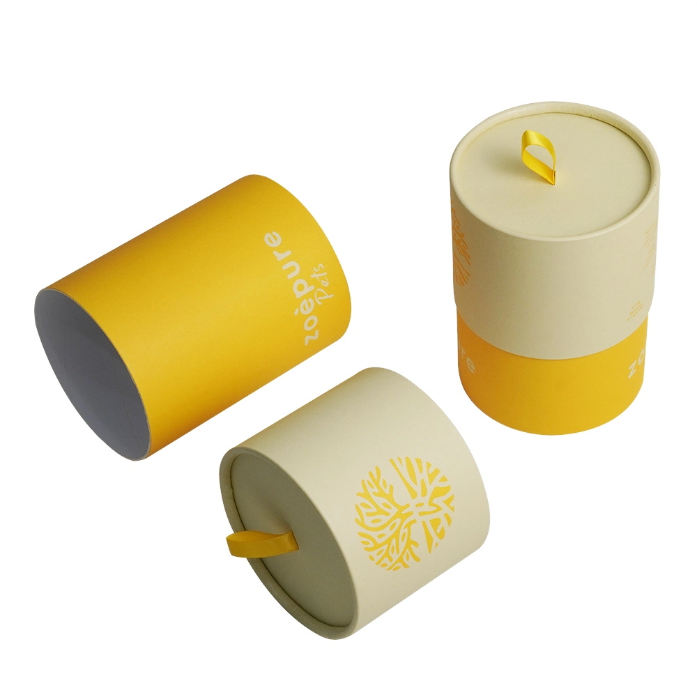 Firstsail Eco Friendly Yellow Round Cardboard Black Tea Kraft Paper Tube Canisters Gift Candle Jar Reed Diffuser Cylinder Box Packaging