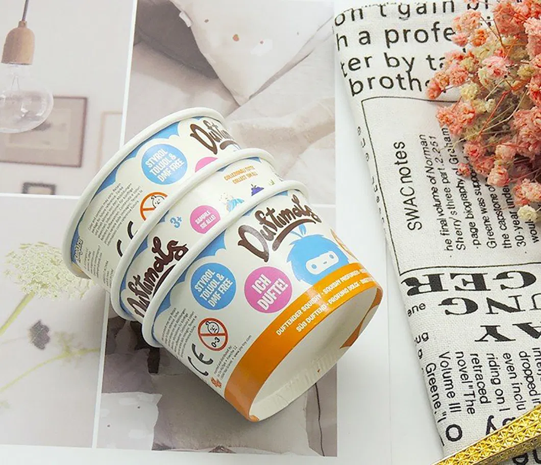 Frozen Yogurt Paper Cup Customized Ice Cream Packaging 16oz Ice Cream Container