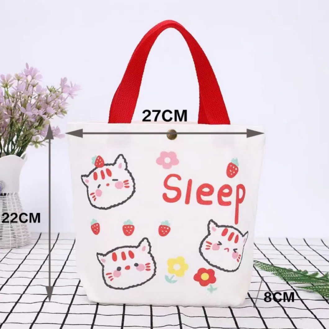 Small Portable Canvas Bag Cute Cartoon Milk Tea Rabbit Canvas Bag