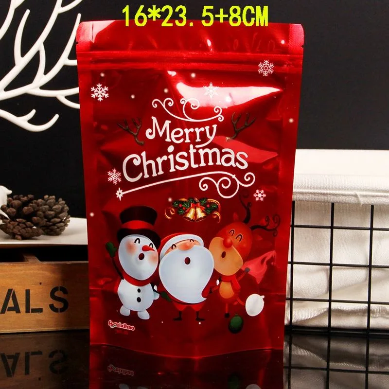 Beautiful Christmas Stocking Merry Sock Shaped Plastic Frost Window Transparent Pouch Bags Doypack Packaging with Zipper Lock