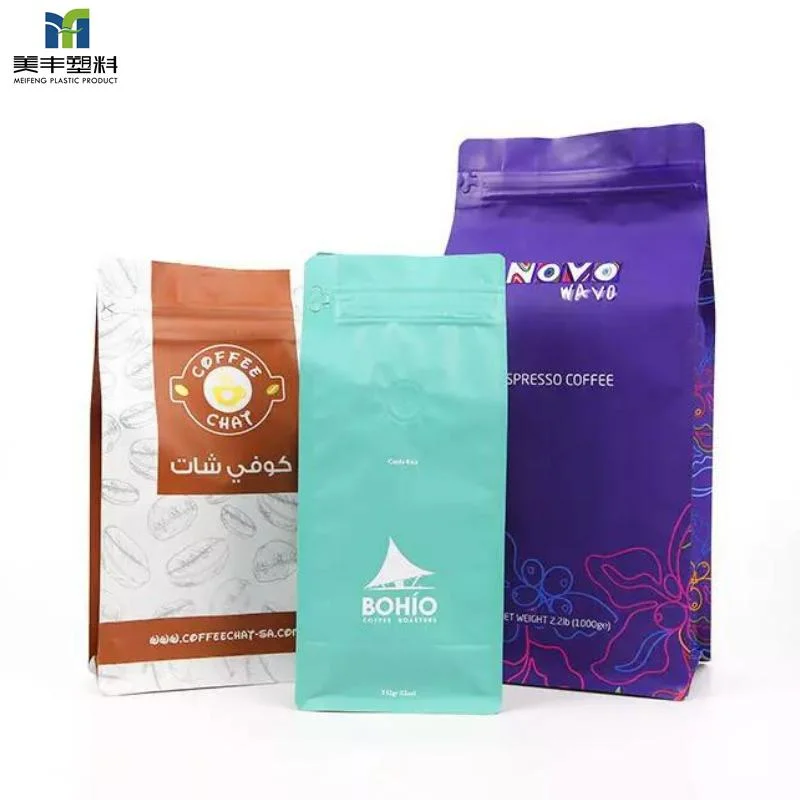 Custom Printing Food Grade Coffee Tea Flat Bottom with Zipper Packet