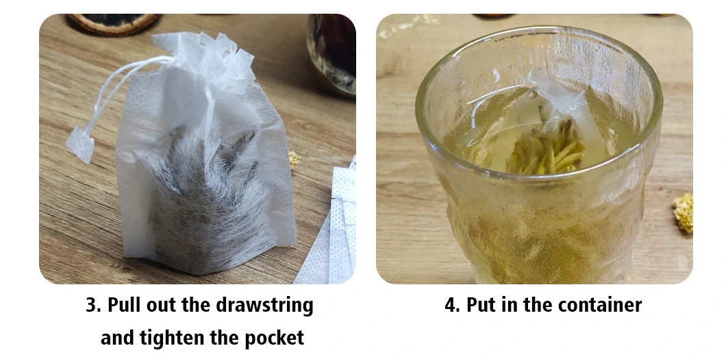 Wholesale Price Tea Bag Food Grade Corn Fiber Made Drawstring Tea Bag PLA Fiber Disposable Tea Bag