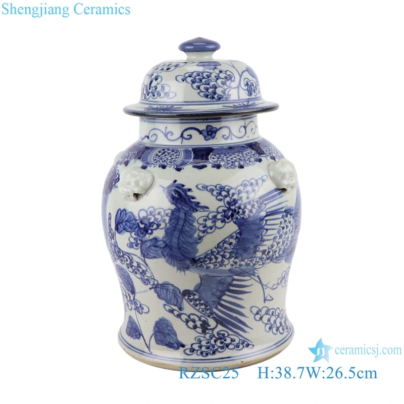 Rzsc03 Jingdezhen Flower and Bird Pattern Man-Made Ceramic Ginger Jar