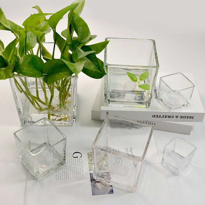 16 Oz Wholesale New Decorated Modern Eco Friendly Straight Sided Scented Clear Square Candles Jars Vessel