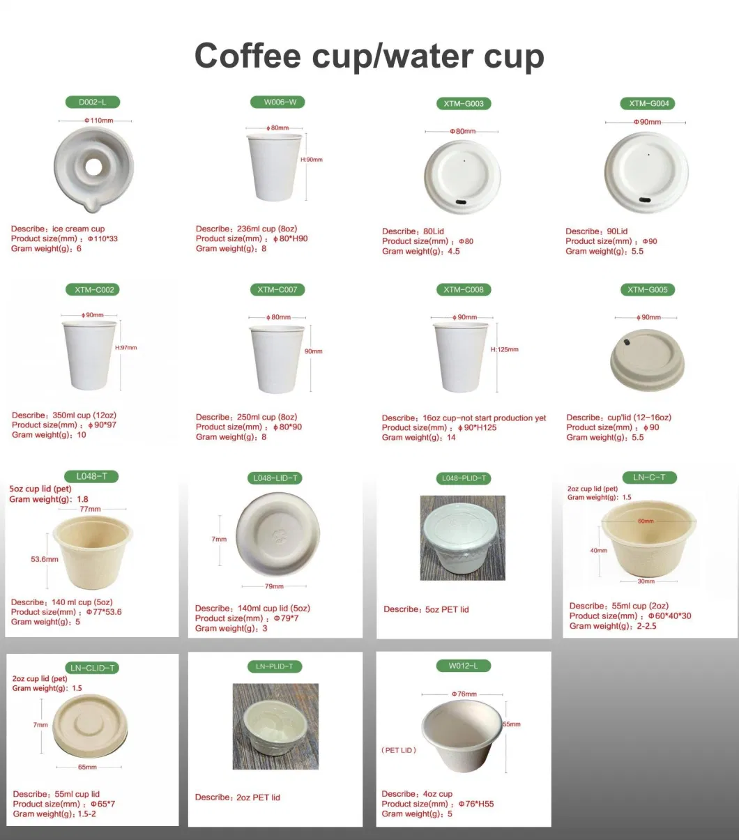 Eco-Friendly Compostable 1 Oz 2 Oz Disposable Bagasse Sauce Cups Food Containers with Lid