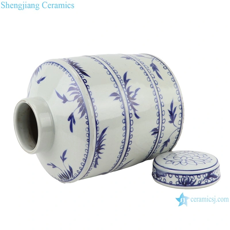 Rzsc22 Jingdezhen Antique Blue and White Bamboo Straight Tube Tea Ceramic Jar
