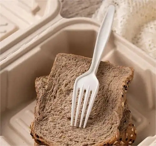 Disposable Biodegradable Compostable Biodegrade Cutlery Set Made From Bagasse and Wheat Straw Knife Fork Spoon