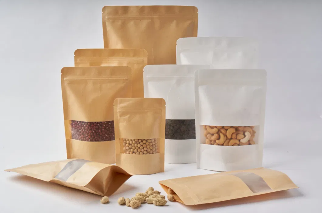 Tea Bag Kraft Paper Self Sealing Bag Coffee Seeds Sweets Ziplock Seal Paper Bag Resealable Pouch Packaging