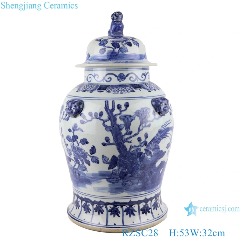 Rzsc03 Jingdezhen Flower and Bird Pattern Man-Made Ceramic Ginger Jar