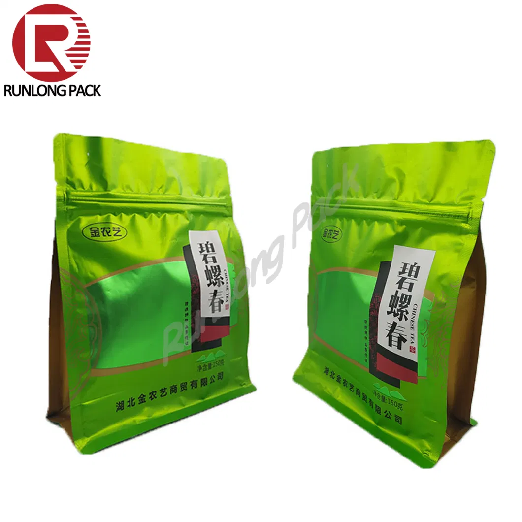 Custom Printed Empty Reusable Zipper Black Green Tea Packaging Bags