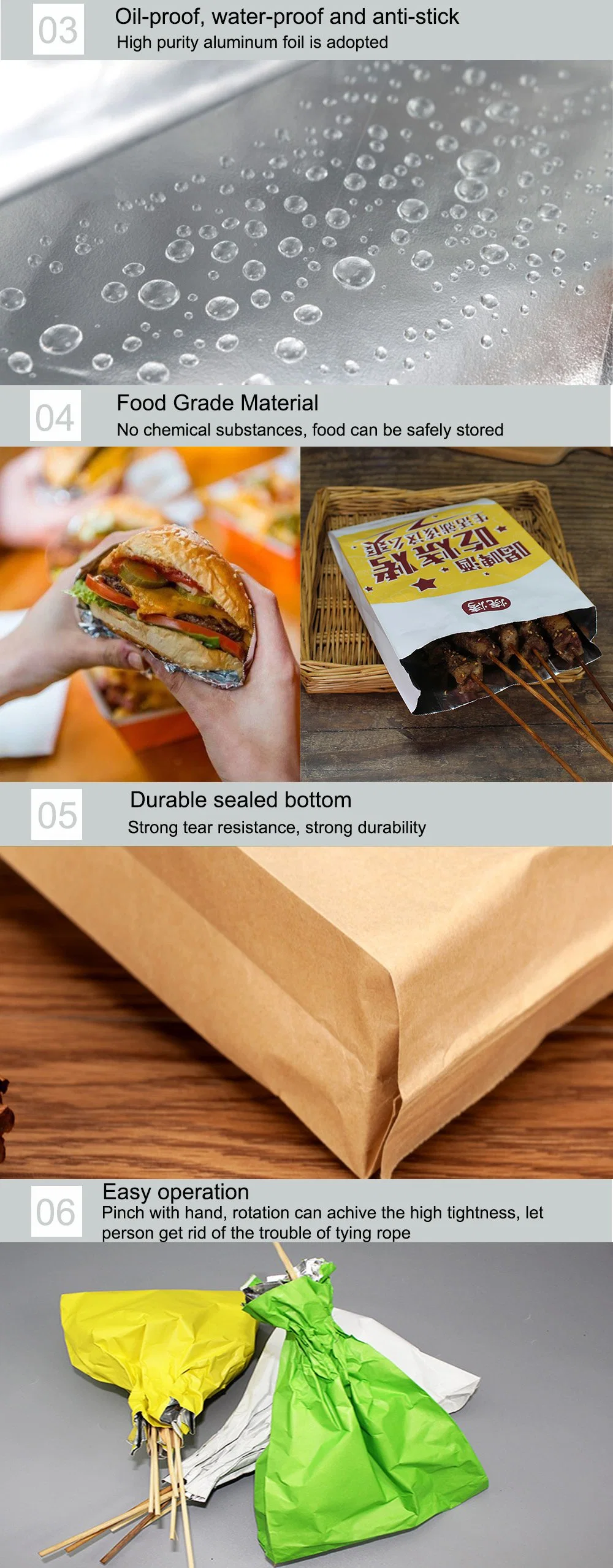 Burger Paper Biodegradable Aluminium Tea Foil Bag for Ice Cream
