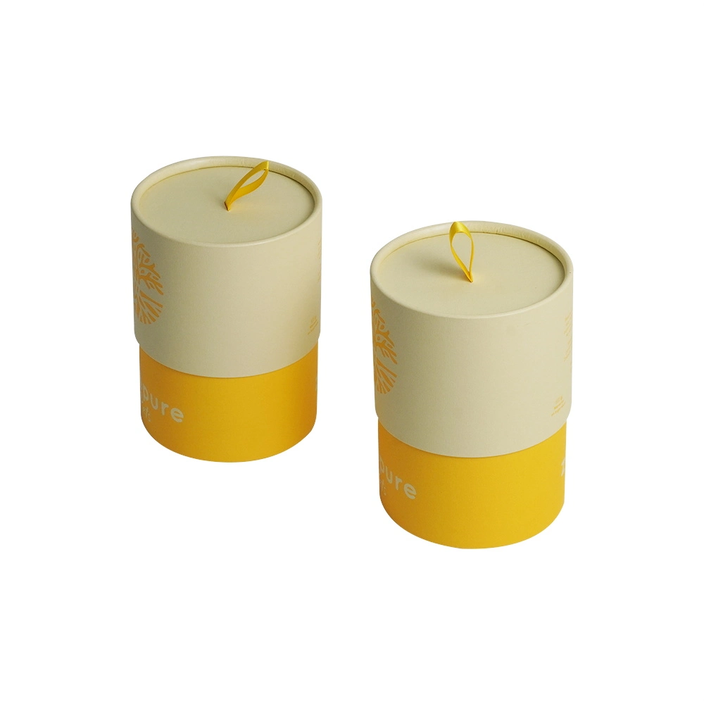Firstsail Eco Friendly Yellow Round Cardboard Black Tea Kraft Paper Tube Canisters Gift Candle Jar Reed Diffuser Cylinder Box Packaging