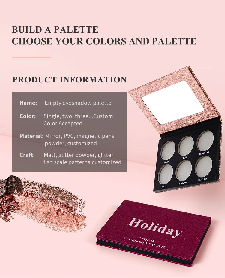 Firstsail Holographic Heart Shaped Single Pan Private Label High Pigment Empty Magnetic Eyeshadow Palette