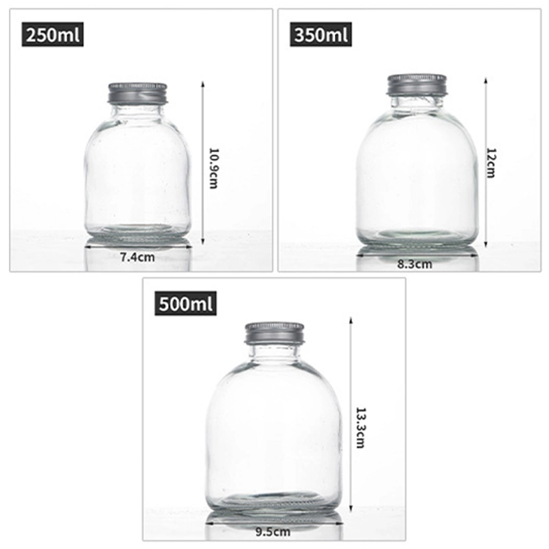 Hot Sell 250ml 350ml 500ml Glass Drinking Bottle Tea Juice Beverage Packaging Bottle with Plastic Straw