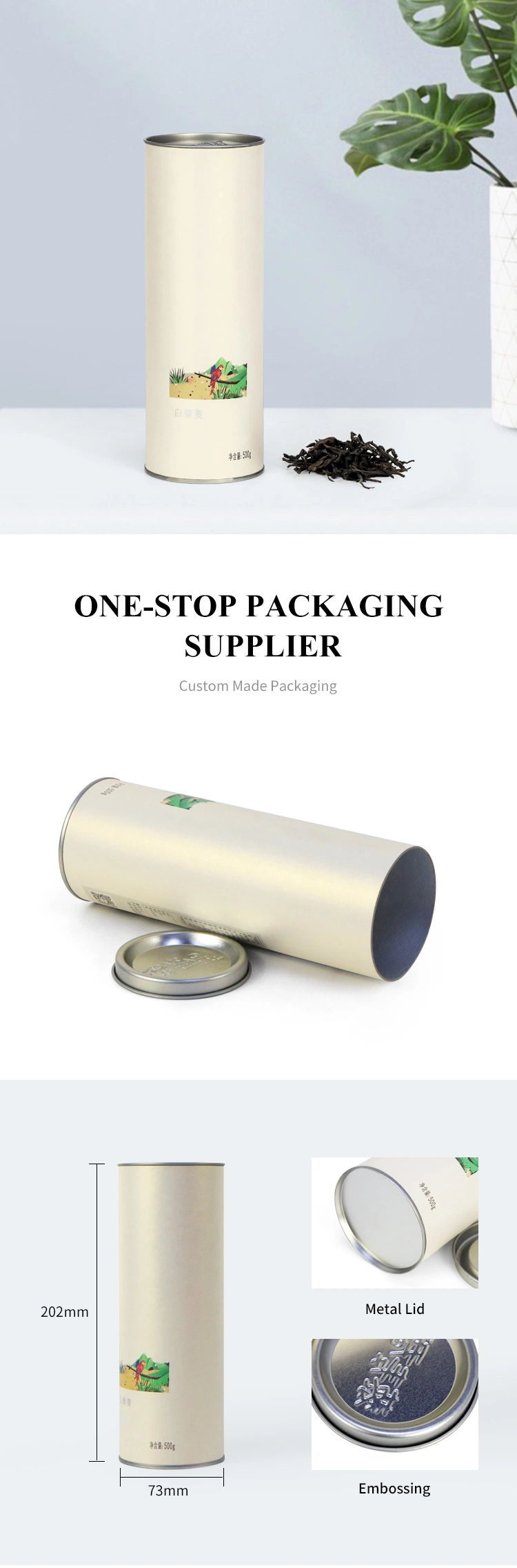Hot Sale Recycled Custom Round Cylinder Box Paper Tube Packaging for Tea Wine Cardboard Paper Tube
