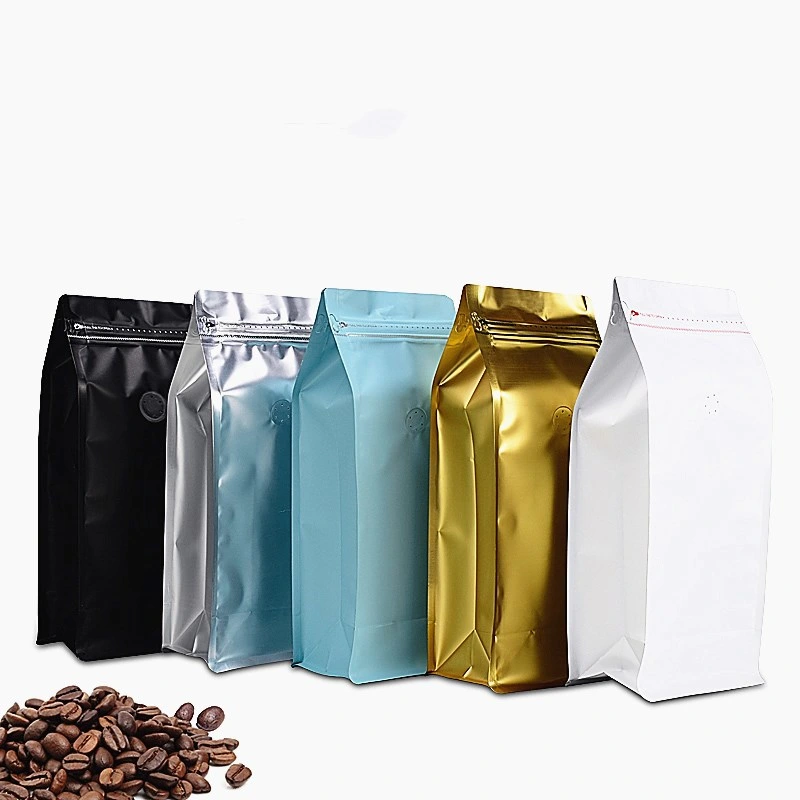Wholesale Factory Custom Eco Friendly Compositable Empty Coffee Tea Bags with Valve and Zipper Bags for Coffee Packaging