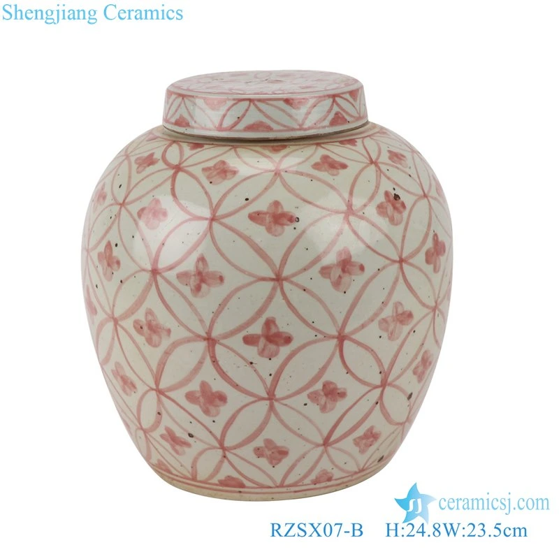 Rzsx07-a/B Jingdezhen Antique Copper Cash Pattern Ceramic Tea Jar