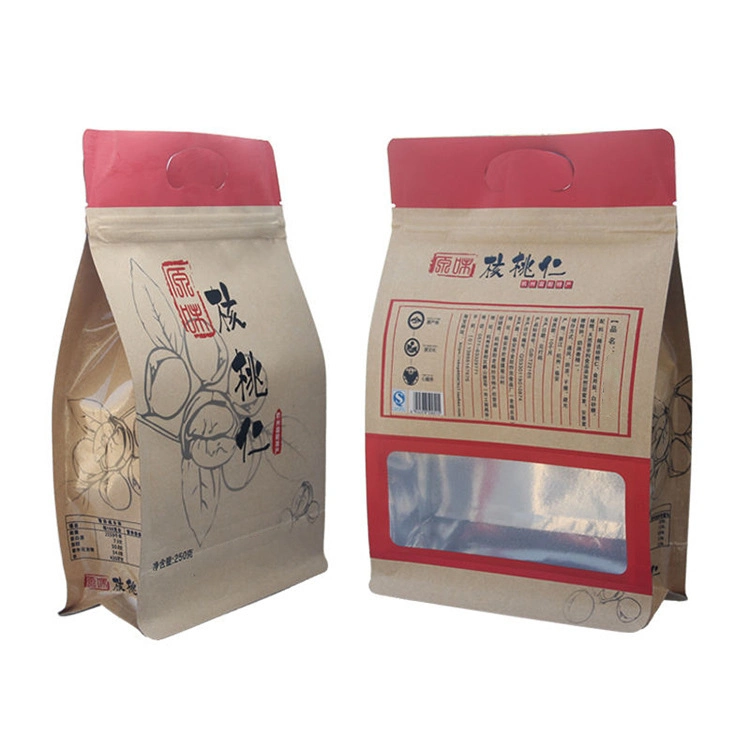 Food Coffee Tea Snack Candy Rice Grain Flour Frozen Fruit Zip Lock Storage Kraft Paper Stand up Gasset Plastic Pouch Packaging