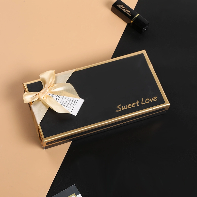 High Quality and Beautiful Chocolate Packaging Box with Decorative Stripes and Bows