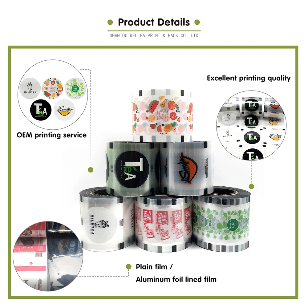 Factory Custom Plastic Coffee Milk Tea Juice Drinks Water Cup Sealing Film Auto-Packaging Roll Film