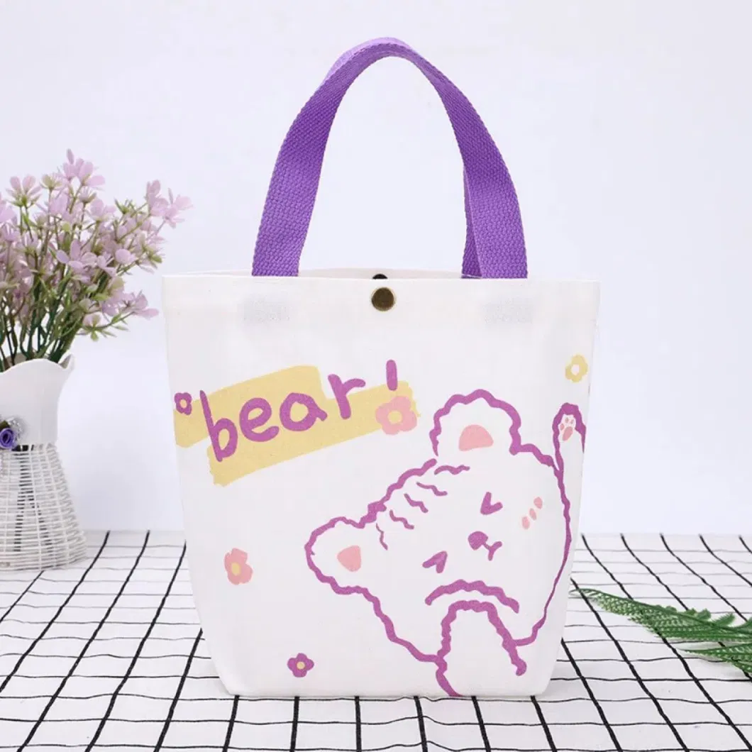 Small Portable Canvas Bag Cute Cartoon Milk Tea Rabbit Canvas Bag