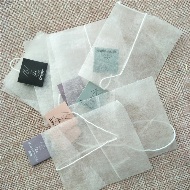 Wholesale Corn Fiber Triangle Mesh Pyramid Empty Tea bag with String and Label