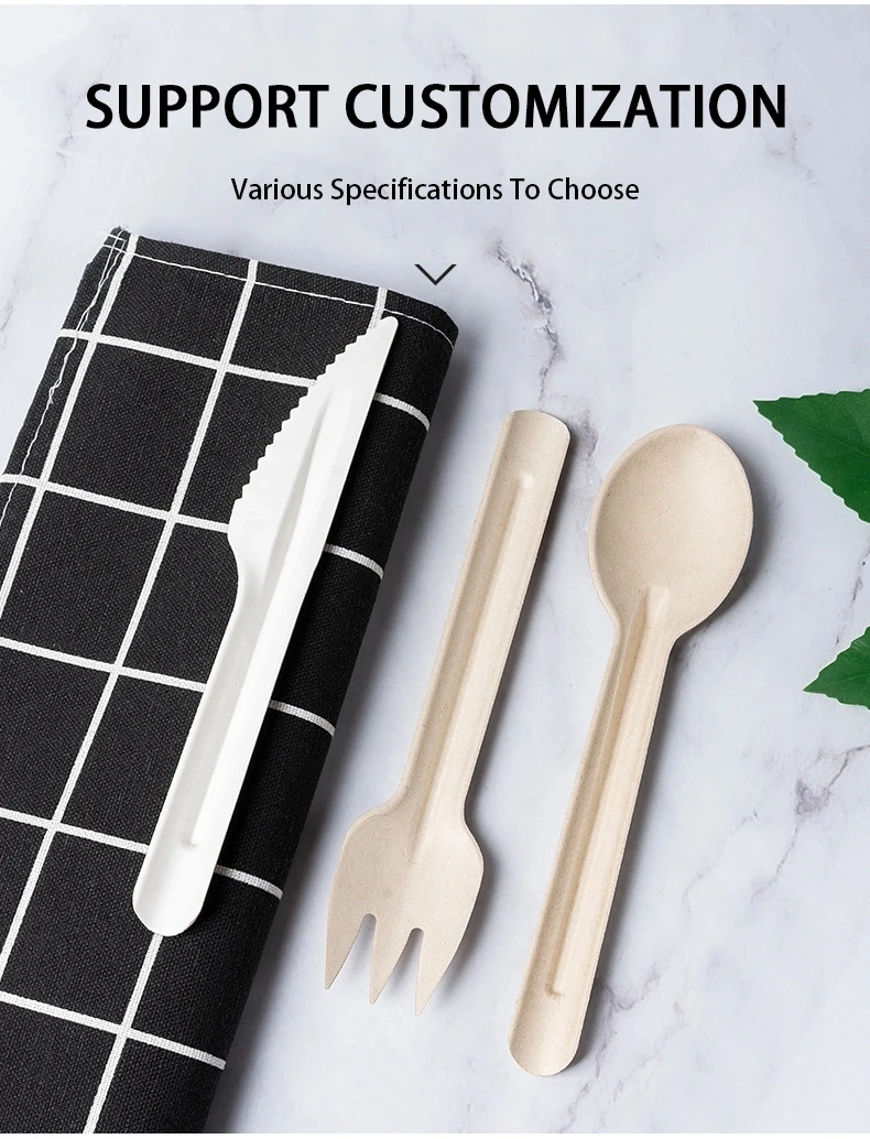 Biodegradable Disposable Utensils Knife Fork Spoon Set Sugarcane Bagasse Pulp Cutlery