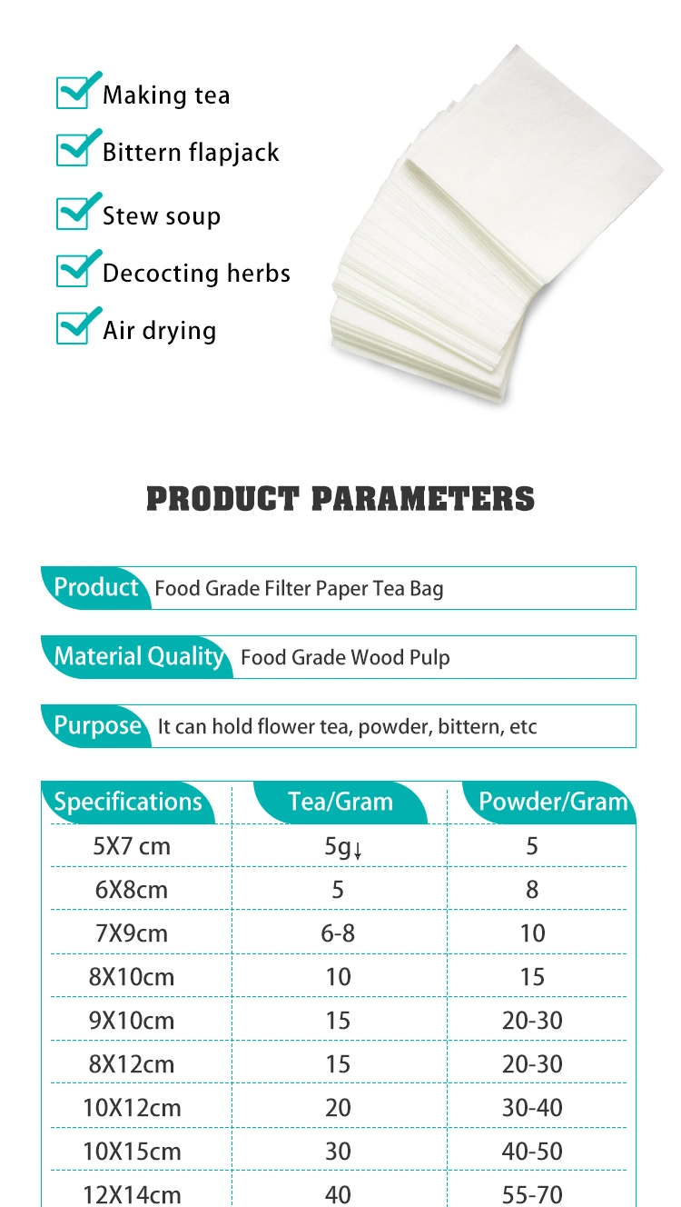 Biodegradable Disposable 60 X 80mm Empty Tea Bags, Food-Grade Filter Paper Bag, Heat Sealing Tea Filters Coffee Filters