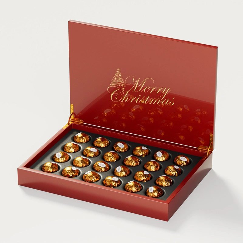 High Quality and Beautiful Chocolate Packaging Box with Decorative Stripes and Bows