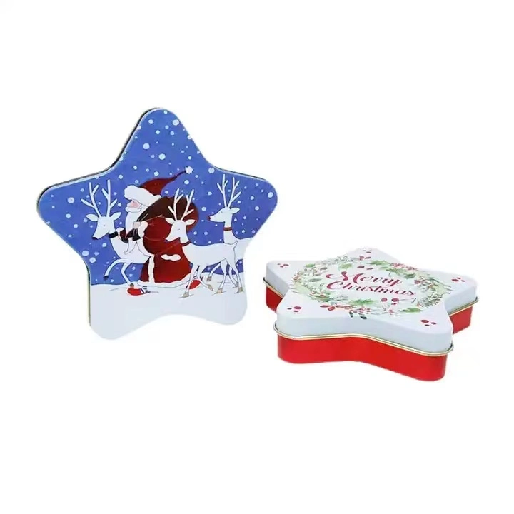 Factory Custom Tin Can Packaging Empty Star Shaped Metal Christmas Tin Box