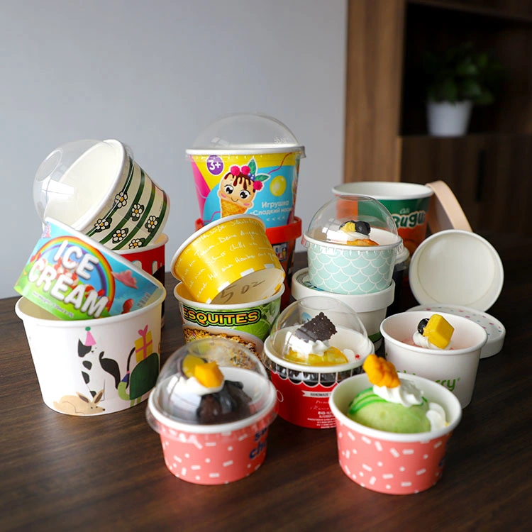 Disposable Ice Cream Cup Yogurt Container with Paper Lid